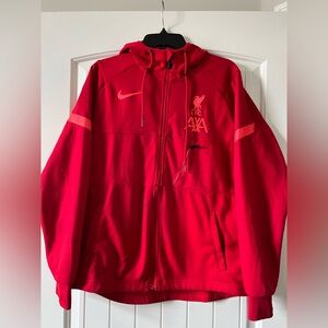 LIVERPOOL 2021 2022 NIKE Football Hooded Soccer Training Jacket Red Zip Medium